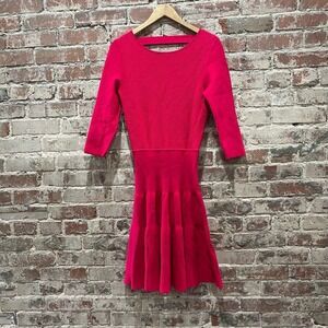 Issa London Red Ribbed Fit-and-Flare Mini Dress.